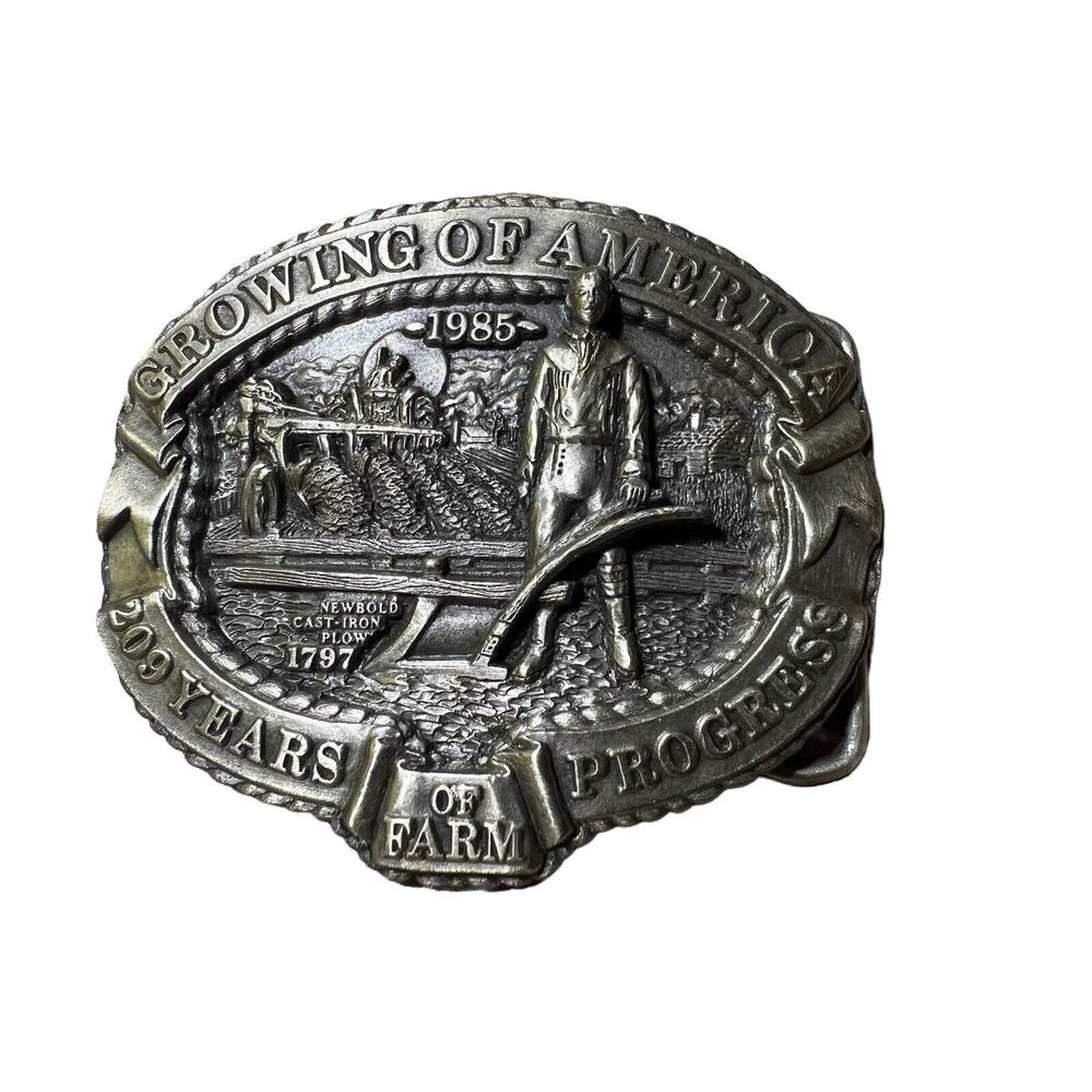 Vtg 1985 Nasco Newbold's Cast Iron Plow Growing Of America Belt Buckle Numbered